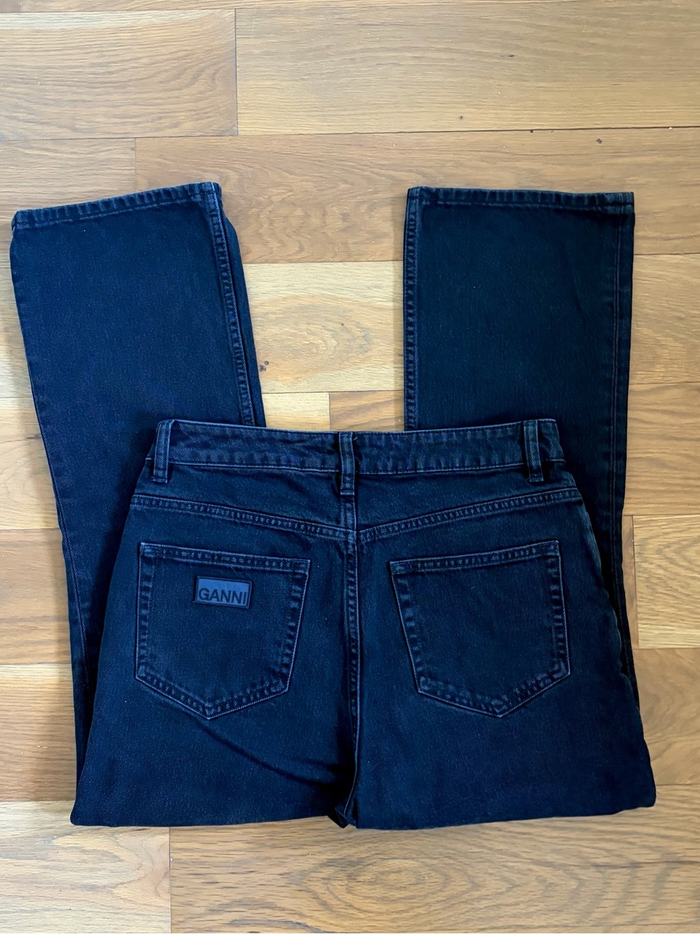 Ganni Black Cropped Bootcut Jeans